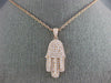 ESTATE LARGE 1.33CT DIAMOND 18KT ROSE GOLD 3D CLASSIC HAMSA CHAMSA LUCKY PENDANT