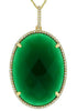 ESTATE .25CT DIAMOND & AAA GREEN AGATE 14KT YELLOW GOLD 3D OVAL CLASSIC PENDANT