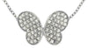 ESTATE .35CT DIAMOND 14K WHITE GOLD CLASSIC DOUBLE HEART BUTTERFLY LOVE NECKLACE