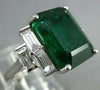 GIA EXTRA LARGE 9.62CT DIAMOND & AAA EMERALD 18KT WHITE GOLD 3D ENGAGEMENT RING