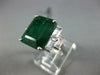 GIA EXTRA LARGE 9.62CT DIAMOND & AAA EMERALD 18KT WHITE GOLD 3D ENGAGEMENT RING