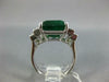 GIA EXTRA LARGE 9.62CT DIAMOND & AAA EMERALD 18KT WHITE GOLD 3D ENGAGEMENT RING