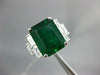 GIA EXTRA LARGE 9.62CT DIAMOND & AAA EMERALD 18KT WHITE GOLD 3D ENGAGEMENT RING
