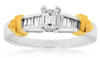 ESTATE .50CT DIAMOND 14K WHITE & YELLOW GOLD 3D BAGUETTE CLASSIC ENGAGEMENT RING