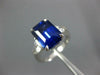GRS LARGE 7.87CT DIAMOND & AAA SAPPHIRE PLATINUM 3D EMERALD CUT ENGAGEMENT RING