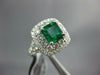 ESTATE LARGE 2.98CT DIAMOND & AAA EMERALD 18KT WHITE GOLD SQUARE ENGAGEMENT RING