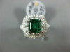 ESTATE LARGE 2.98CT DIAMOND & AAA EMERALD 18KT WHITE GOLD SQUARE ENGAGEMENT RING