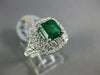 ESTATE LARGE 2.98CT DIAMOND & AAA EMERALD 18KT WHITE GOLD SQUARE ENGAGEMENT RING