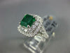 ESTATE LARGE 2.98CT DIAMOND & AAA EMERALD 18KT WHITE GOLD SQUARE ENGAGEMENT RING