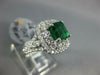 ESTATE LARGE 2.98CT DIAMOND & AAA EMERALD 18KT WHITE GOLD SQUARE ENGAGEMENT RING