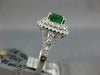 ESTATE LARGE 2.98CT DIAMOND & AAA EMERALD 18KT WHITE GOLD SQUARE ENGAGEMENT RING