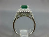 ESTATE LARGE 2.98CT DIAMOND & AAA EMERALD 18KT WHITE GOLD SQUARE ENGAGEMENT RING