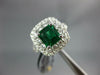 ESTATE LARGE 2.98CT DIAMOND & AAA EMERALD 18KT WHITE GOLD SQUARE ENGAGEMENT RING