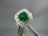 ESTATE LARGE 2.98CT DIAMOND & AAA EMERALD 18KT WHITE GOLD SQUARE ENGAGEMENT RING