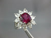 GRS 4.46CT DIAMOND AAA RUBY 18KT WHITE GOLD CUSHION & PEAR SHAPE ENGAGEMENT RING