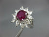 GRS 4.46CT DIAMOND AAA RUBY 18KT WHITE GOLD CUSHION & PEAR SHAPE ENGAGEMENT RING