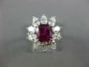 GRS 4.46CT DIAMOND AAA RUBY 18KT WHITE GOLD CUSHION & PEAR SHAPE ENGAGEMENT RING
