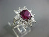 GRS 4.46CT DIAMOND AAA RUBY 18KT WHITE GOLD CUSHION & PEAR SHAPE ENGAGEMENT RING
