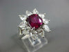GRS 4.46CT DIAMOND AAA RUBY 18KT WHITE GOLD CUSHION & PEAR SHAPE ENGAGEMENT RING
