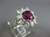 GRS 4.46CT DIAMOND AAA RUBY 18KT WHITE GOLD CUSHION & PEAR SHAPE ENGAGEMENT RING