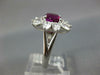GRS 4.46CT DIAMOND AAA RUBY 18KT WHITE GOLD CUSHION & PEAR SHAPE ENGAGEMENT RING