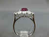 GRS 4.46CT DIAMOND AAA RUBY 18KT WHITE GOLD CUSHION & PEAR SHAPE ENGAGEMENT RING