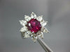 GRS 4.46CT DIAMOND AAA RUBY 18KT WHITE GOLD CUSHION & PEAR SHAPE ENGAGEMENT RING