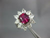 GRS 4.46CT DIAMOND AAA RUBY 18KT WHITE GOLD CUSHION & PEAR SHAPE ENGAGEMENT RING