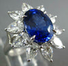 GIA LARGE 8.60CT DIAMOND & AAA SAPPHIRE 18KT WHITE GOLD OVAL & PEAR FLOWER RING