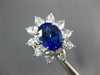 GIA LARGE 8.60CT DIAMOND & AAA SAPPHIRE 18KT WHITE GOLD OVAL & PEAR FLOWER RING