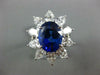 GIA LARGE 8.60CT DIAMOND & AAA SAPPHIRE 18KT WHITE GOLD OVAL & PEAR FLOWER RING