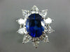 GIA LARGE 8.60CT DIAMOND & AAA SAPPHIRE 18KT WHITE GOLD OVAL & PEAR FLOWER RING