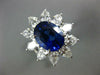 GIA LARGE 8.60CT DIAMOND & AAA SAPPHIRE 18KT WHITE GOLD OVAL & PEAR FLOWER RING