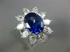 GIA LARGE 8.60CT DIAMOND & AAA SAPPHIRE 18KT WHITE GOLD OVAL & PEAR FLOWER RING