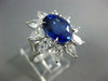 GIA LARGE 8.60CT DIAMOND & AAA SAPPHIRE 18KT WHITE GOLD OVAL & PEAR FLOWER RING