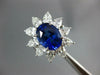 GIA LARGE 8.60CT DIAMOND & AAA SAPPHIRE 18KT WHITE GOLD OVAL & PEAR FLOWER RING