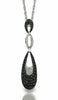 ESTATE .52CT WHITE & BLACK DIAMOND 14K WHITE GOLD TEAR DROP JOURNEY LOVE PENDANT