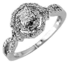 .50CT DIAMOND 14KT WHITE GOLD ROUND DOUBLE HALO INFINITY FLOWER ENGAGEMENT RING