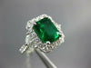 GIA LARGE 4.29CT DIAMOND & AAA EMERALD 18KT WHITE GOLD 3D HALO ENGAGEMENT RING
