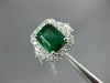 GIA LARGE 4.29CT DIAMOND & AAA EMERALD 18KT WHITE GOLD 3D HALO ENGAGEMENT RING