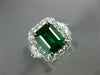 GIA LARGE 4.29CT DIAMOND & AAA EMERALD 18KT WHITE GOLD 3D HALO ENGAGEMENT RING