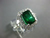 GIA LARGE 4.29CT DIAMOND & AAA EMERALD 18KT WHITE GOLD 3D HALO ENGAGEMENT RING