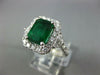 GIA LARGE 4.29CT DIAMOND & AAA EMERALD 18KT WHITE GOLD 3D HALO ENGAGEMENT RING