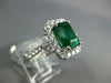 GIA LARGE 4.29CT DIAMOND & AAA EMERALD 18KT WHITE GOLD 3D HALO ENGAGEMENT RING