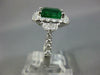 GIA LARGE 4.29CT DIAMOND & AAA EMERALD 18KT WHITE GOLD 3D HALO ENGAGEMENT RING
