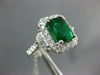 GIA LARGE 4.29CT DIAMOND & AAA EMERALD 18KT WHITE GOLD 3D HALO ENGAGEMENT RING