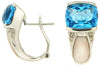 8.32CT DIAMOND AAA BLUE TOPAZ & MOTHER OF PEARL 14KT WHITE GOLD CLIP ON EARRINGS