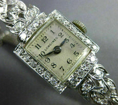 ANTIQUE LARGE LONGINES .60CT OLD MINE DIAMOND PLATINUM 3D ART DECO WATCH #20386