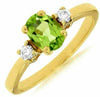 ESTATE .97CT DIAMOND & AAA PERIDOT 14K YELLOW GOLD ROUND & OVAL 3 STONE FUN RING