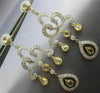ESTATE LARGE 3.25CT WHITE & FANCY YELLOW DIAMOND 18KT TWO TONE GOLD 3D EARRINGS